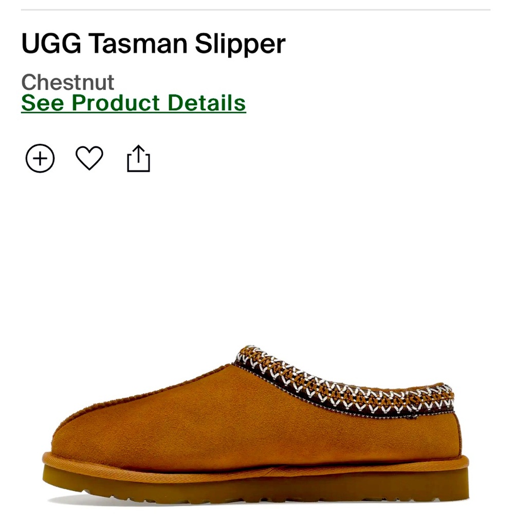 UGG Tasman slip on. Size 9. SUEDE UPPER, 100% SHEEPSKIN LINING; EVA SOLE